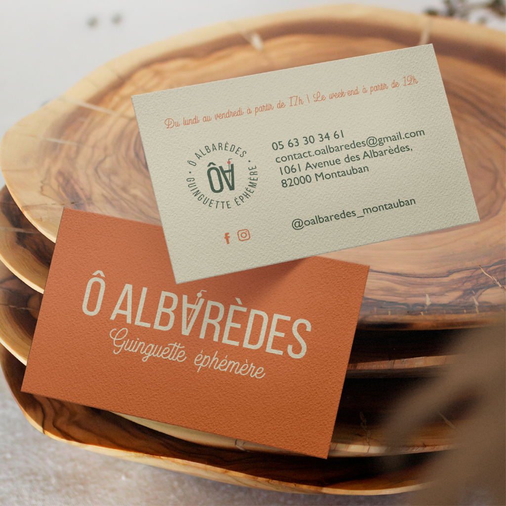 Création graphique de cartes de visite pour Ô Albarèdes by Aurava